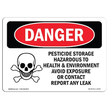 Signmission Safety Sign, OSHA Danger, 3.5" Height, 5" Width, Pesticide Storage Hazardous, Landscape, 10PK OS-DS-D-35-L-2038-10PK